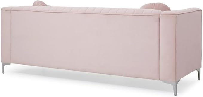 Glory Furniture Delray Velvet Sofa in Pink