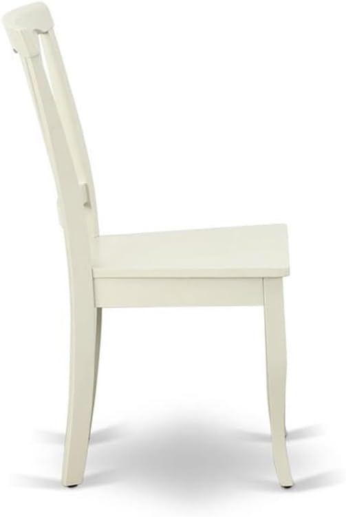 East West Furniture AVC-LWH-W Avon Dining Chairs - Slat Back Solid Wood Seat Chairs, Set of 2, Linen White