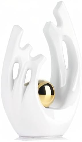 XMGZQ White and Gold Ceramic Abstract Statues and Sculptures, Modern Decor for Living Room, Dining Table, Coffee Table, Shelf, Entrance, Desktop