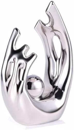 XMGZQ Silver Home Decor Accent,Mid Century Modern Decor Dining Table Decorations,Silver Abstract Ceramic Statue and Sculpture for Center Pieces Decor for Table,Bookshelf Tv Stand Decorative Objects