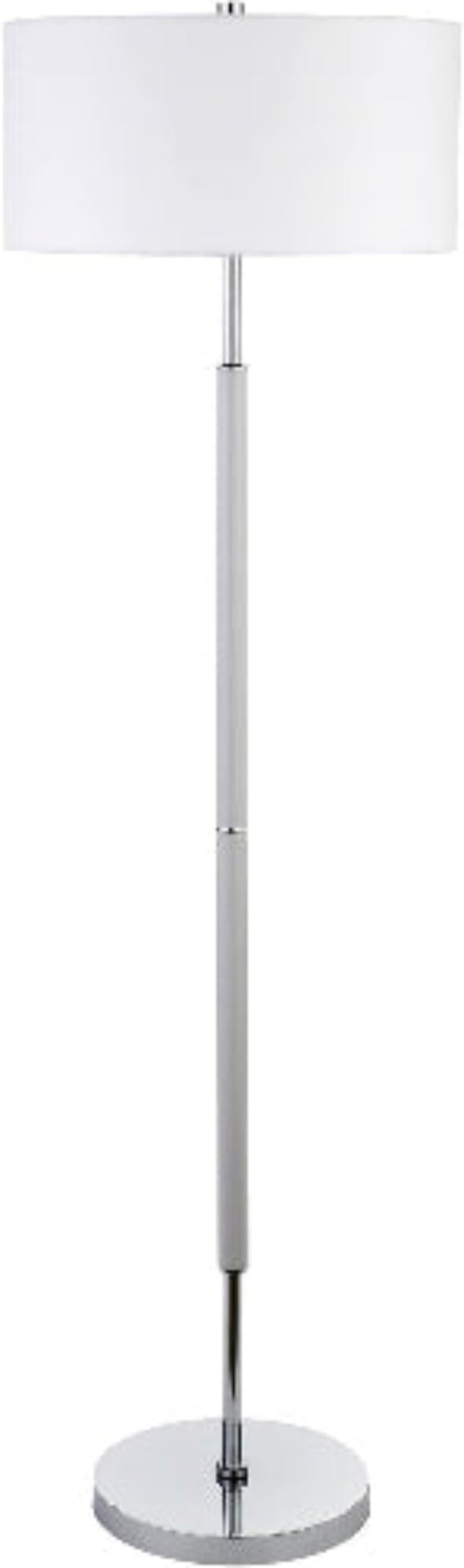 Henn&Hart 2-Light Floor Lamp with Fabric Shade in Cool Gray/Polished Nickel/White, Floor Lamp for Home Office, Bedroom, Living Room , 61" Tall