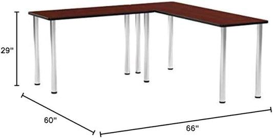 Regency Kee 60 x 66 in. Corner L Shaped Desk- Cherry Top, Chrome Legs