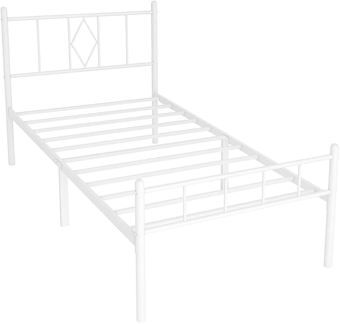 14 Inch Twin XL Size Bed Frames with Headboard/Footboard, Under Bed Storage, Strong Metal Slats Support, No Box Spring Needed, Noise Free, Easy Assembly, White