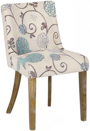 Christopher Knight Home Frances Dining Chair, 19.75 "W x 24.75 "D x 35 "H, Beige and Blue Floral + Natural Brown, Set of 2