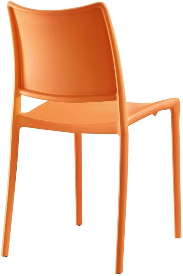 Modway Hipster Contemporary Modern Molded Plastic Stacking Two Dining Chairs in Orange