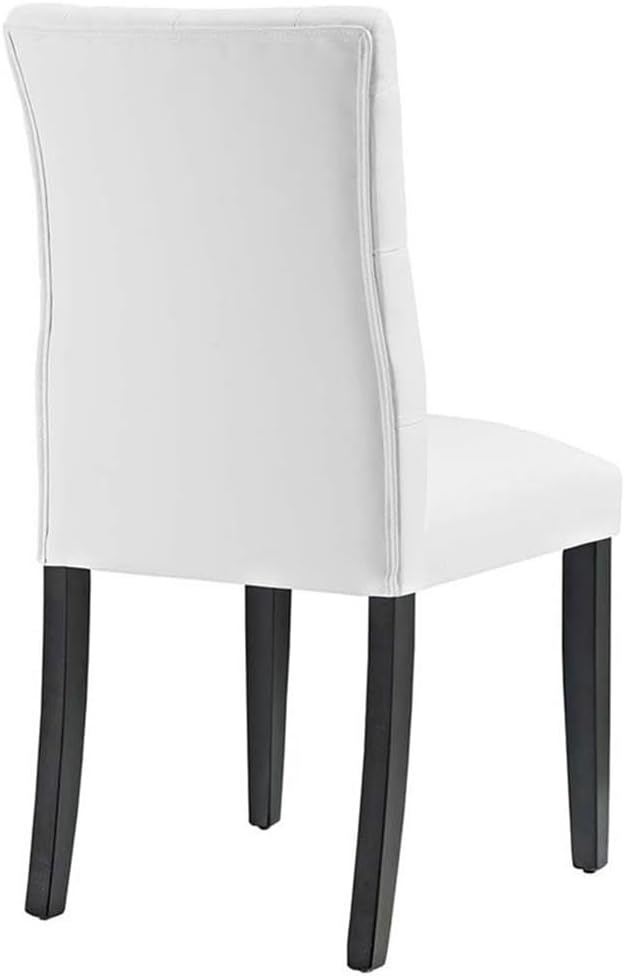 Modway Duchess Modern Tufted Button Faux Leather Upholstered Parsons Two Dining Chairs in White