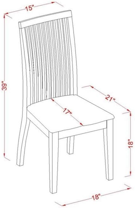 East West Furniture IPC-LWH-W Ipswich Dining Chairs - Slat Back Wood Seat Kitchen Chairs, Set of 2, Linen White
