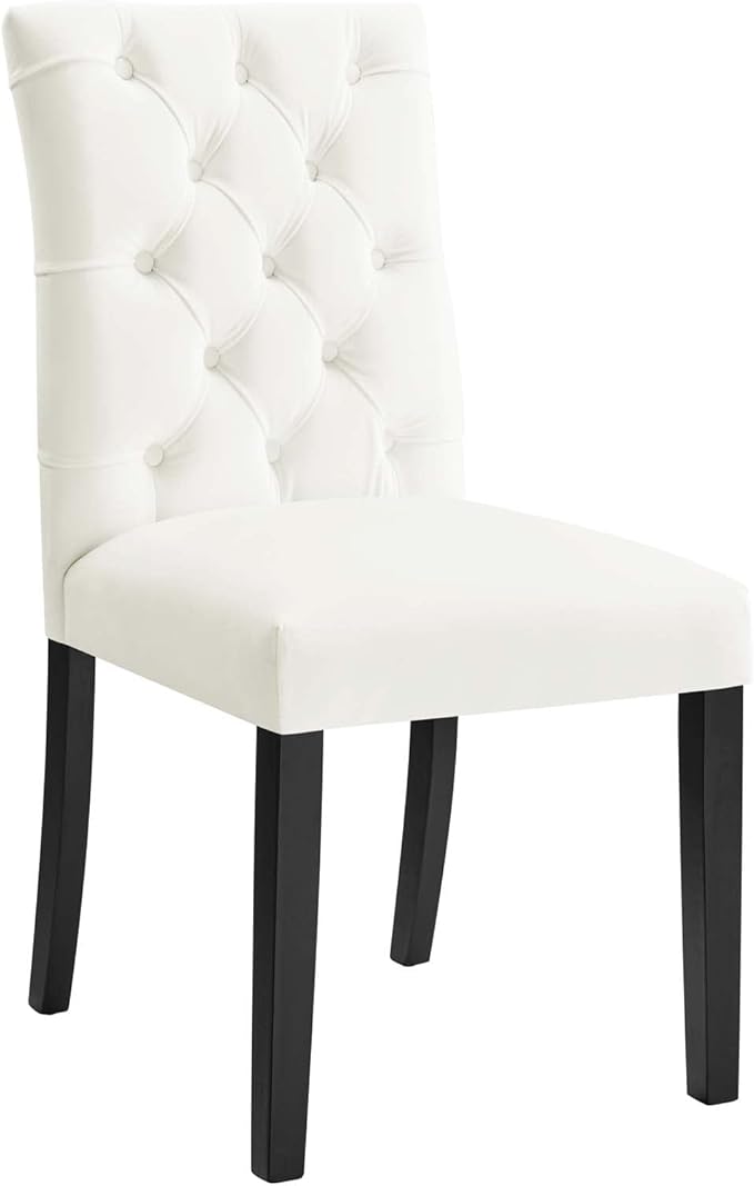 Modway EEI-5011-WHI Duchess Performance Velvet Dining Chairs - Set of 2, White