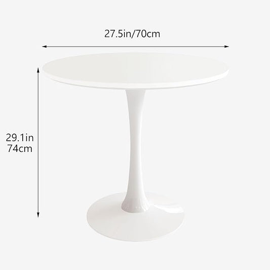 27.5 inch Small Dining Table for 2-4 People, Round Kitchen Table with Tulip Design, White Modern Table for Dining Room and Living Room, Quick and Easy Assembly (White)