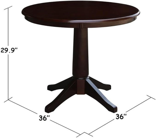 International Concepts 36" Round Top Pedestal Table-28.9" H, Rich Mocha