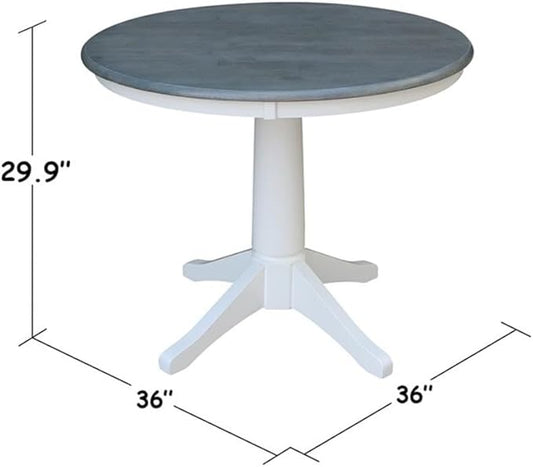 IC INTERNATIONAL CONCEPTS 36" Round Solid Wood Gray Table-Dining Height