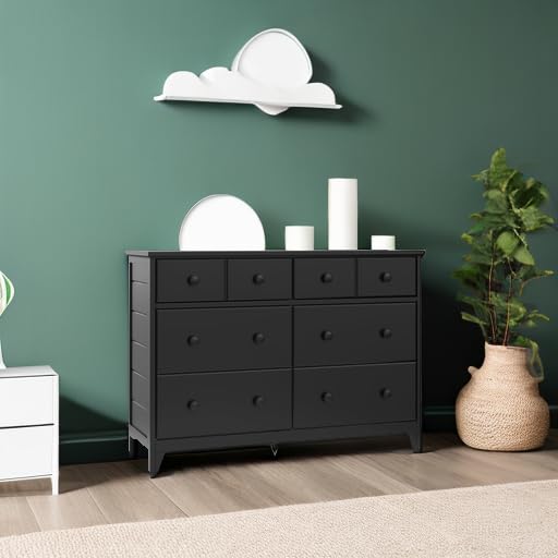 Storkcraft Moss 6 Drawer Dresser (Black) – GREENGUARD Gold Certified Nursery Dresser, Safety-Focused Interlocking Drawer System, Chest of Drawers for Bedroom, Wood Craftsmanship