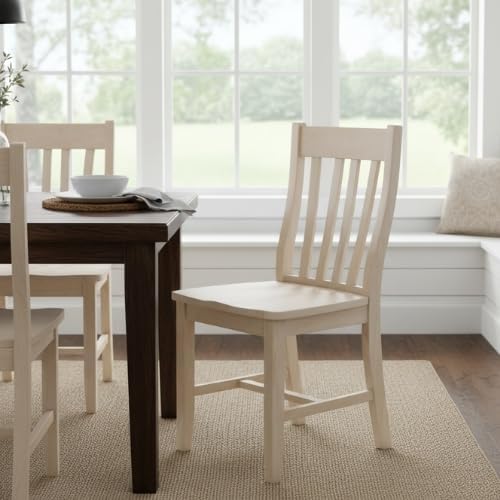 International Concepts Cafe Dining Chairs, Solid Parawood, Unfinished (Set of 2)