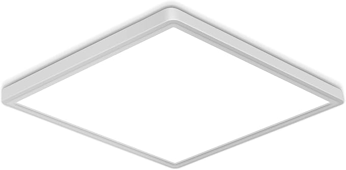 Goeco 12 Inch Square Flush Mount LED Ceiling Light, 24W 6500K Daylight Cool White, Super Bright Surface Mount Ceiling Light Fixture for Bedroom, Living Room, Kitchen, Bathroom, Laundry Room, Closet