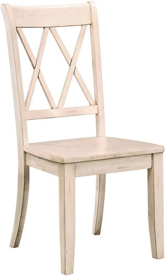 Homelegance Janina Dining Room Chairs Set of 2, Modern Farmhouse Dining Chairs Set of 2, Solid Wood, X Cross Back, Traditional Modern Ranch Style Kitchen For Table, Armless, Easy Assembly, White