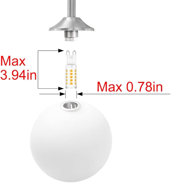 Modern Brushed Nickel Plug in Wall Sconce Set of 2, Wall Light Fixture with Milky White Globe Glass Lampshade, Wall Lamp with Plug in Cord, Art Deco Wall Light for Bedroom Living Room Hallway