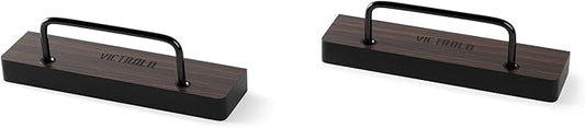 Victrola The Shelves – Vinyl Record Display Holders – Showcase Your Favourite Album Art, Set of 2, with Black Metal Accents, Wall Mountable (Pair, Espresso)