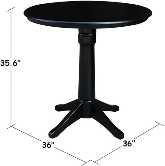 International Concepts 36" Round Top Pedestal Table-34.9" H, Black