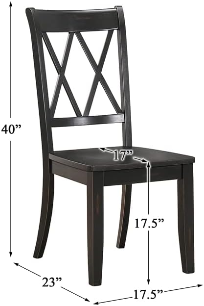 Homelegance Janina Dining Room Chairs Set of 2, Modern Farmhouse Dining Chairs Set of 2, Solid Wood, X Cross Back, Traditional Modern Ranch Style Kitchen for Table, Armless, Easy Assembly, Black