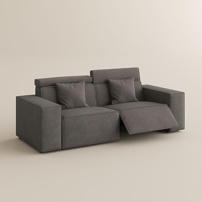 85''Power Sofa for Living Room,Sofa with Performance Fabric,Sofa with Pillows,Sectional Sofas with Recliners,Pet Friendly,Free Combination for Home, Dark Grey