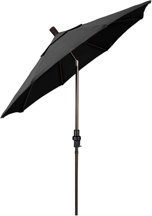 California Umbrella 7.5' Round Crank Lift, Collar Tilt, Aluminum Pole, Fiberglass Rib Patio Umbrella, Bronze Finish
