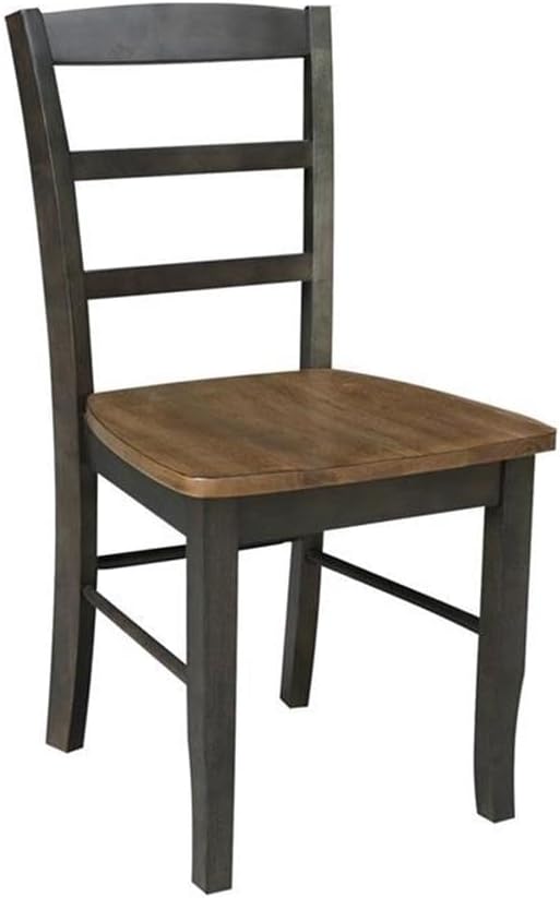 IC INTERNATIONAL CONCEPTS 36 in. Wood Dining Table with 2 Madrid Ladderback Chairs in Hickory/Washed Coal
