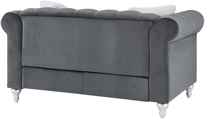 Glory Furniture Raisa Velvet Loveseat in Gray
