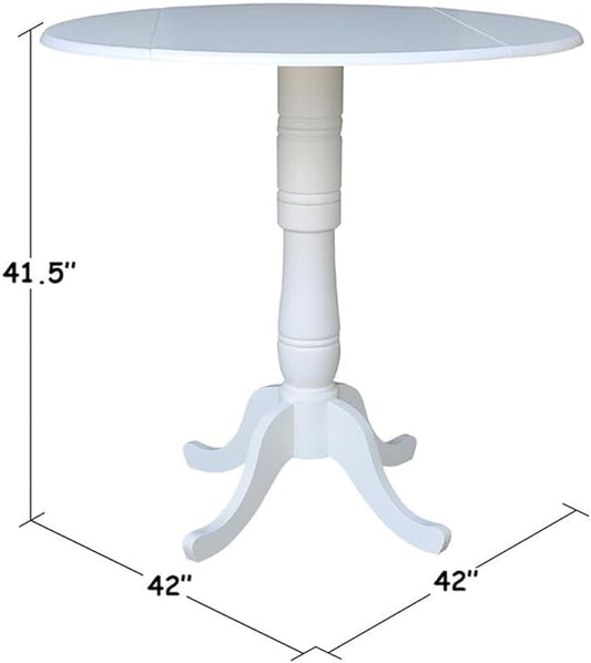 International Concepts 42 in Round Dual Drop Leaf Pedestal Table-41.5"H Dining Table, White