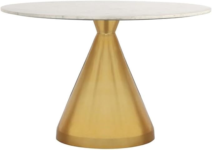 Meridian Furniture 885-T Emery Collection Modern | Contemporary Dining Table with Brushed Gold Stainless Steel, Genuine White Marble Top, 48" W x 48" D x 30" H, Gold