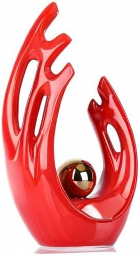 Red and Gold Modern Abstract Art Ceramic Statue and Sculpture,Red and Gold Home Decor Accents,Table Decoration for Living Room Office Dining Kitchen Cabinets Apartment Desktop Bookshelf Aesthetic