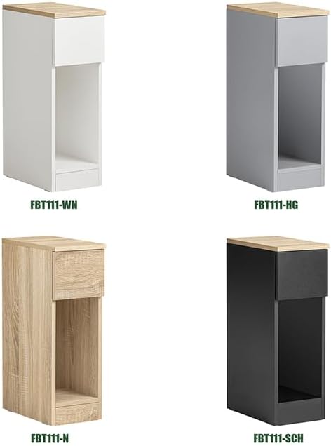 SoBuy Narrow NightStand – Slim Bedside Table with Drawer & Shelf, Small Black End Table for Bedroom, Couch, Entryway, Compact Skinny Night Stand for Small Spaces, FBT111-SCH
