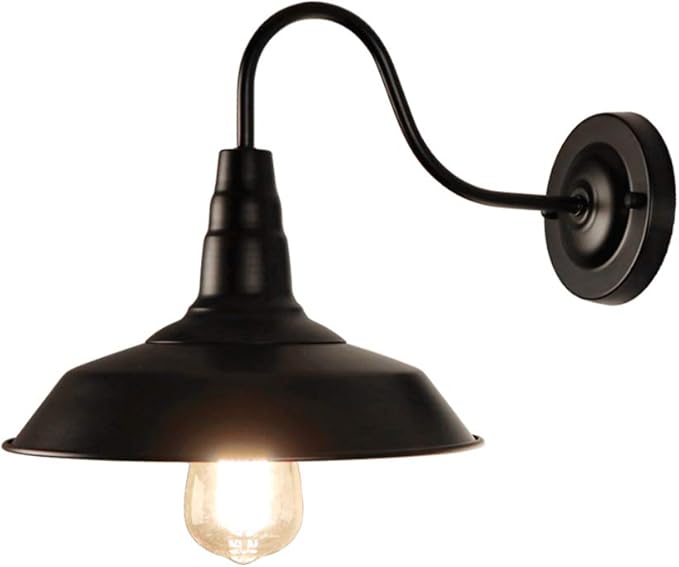 LynPon Gooseneck Barn Lights Indoor, Black Farmhouse Wall Sconces Set of Two, 2 Pack Rustic Wall Light Fixtures Industrial Wall Mount Lighting for Warehouse Front Door Porch Garage Entryway