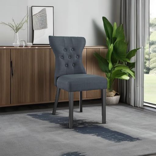 Modway Silhouette Modern Tufted Upholstered Fabric Parsons Kitchen and Dining Room Chair in Gray