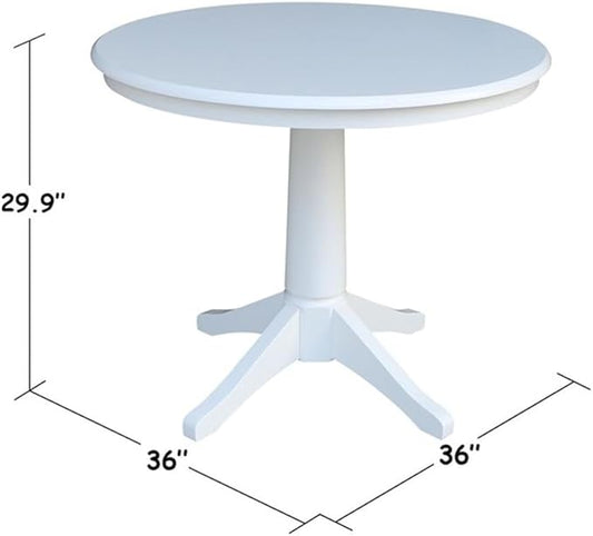 International Concepts 36" Round Top Pedestal Table-28.9" H, White