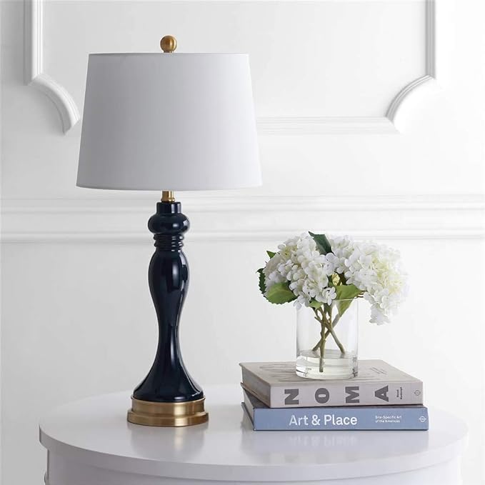 SAFAVIEH Lighting Collection Cayson Modern Contemporary Navy / Gold 29-inch Bedroom Living Room Home Office Desk Nightstand Table Lamp (LED Bulb Included)