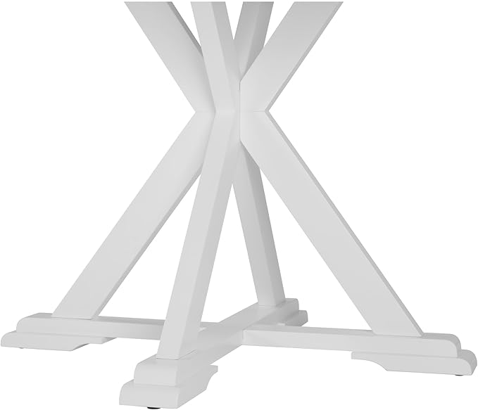 Bush Home Round Dining Table, 45 inch Trestle Design, Modern Transitional, West End Collection, Dark Brown and White