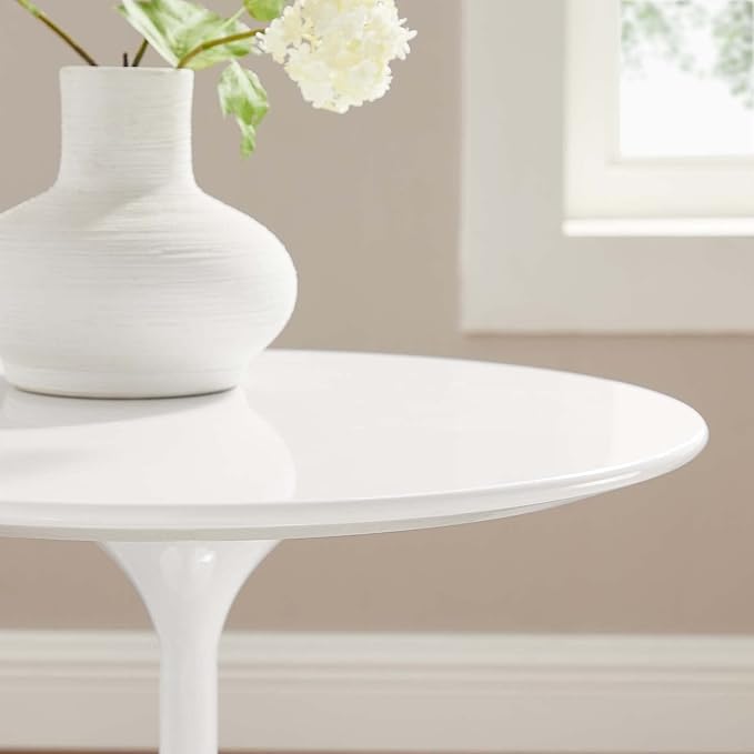 Modway Lippa Round 20" Mid-Century Modern Side Table in White White