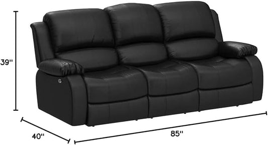 Betsy Furniture Power Reclining Bonded Leather Living Room Set (Black, Sofa)