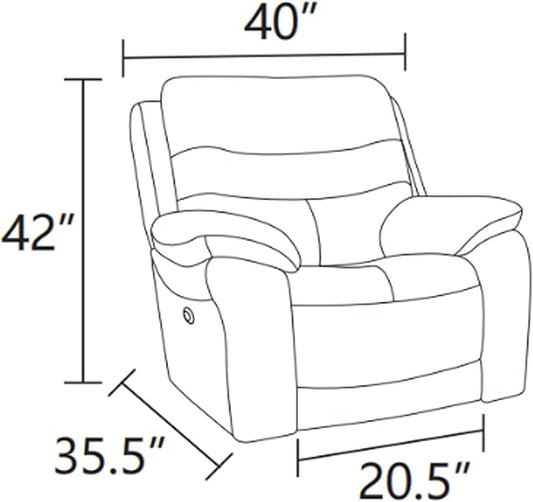 Power Reclining Sofa Set, Genuine Leather Recliner Sofa Set,Living Room Furniture Setwith USB Charging and LED Lights,for Living Room/Apartment/Office/Home Theather,Light Grey,C