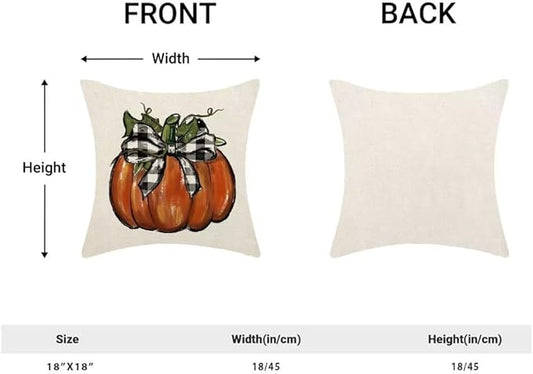 BETGINY Fall Pillow Covers 18X18 Inch Set of 2 Buffalo Plaid Fall Pumpkin Throw Pillow Covers Fall Decor Autumn Decorative Throw Pillow Cover Thanksgiving Decorations for Sofa Couch Home