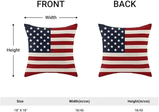 BETGINY 4th of July Pillow Covers 18x18 Set of 2, American Flag Patriotic Decorations Throw Pillow Covers Linen Farmhouse Independence Day Cushion Case for Couch Sofa Summer Home Outdoor Decor