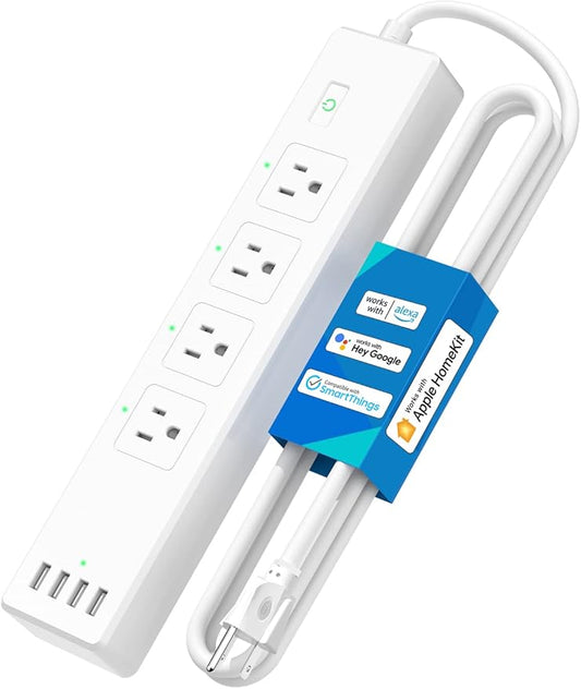 meross Smart Plug Power Strip, WiFi Flat Outlet 15A Compatible & Smart Plug Mini Support Apple HomeKit, Siri, Alexa, App Control, Timer, 15A & Reliable WiFi Outlet