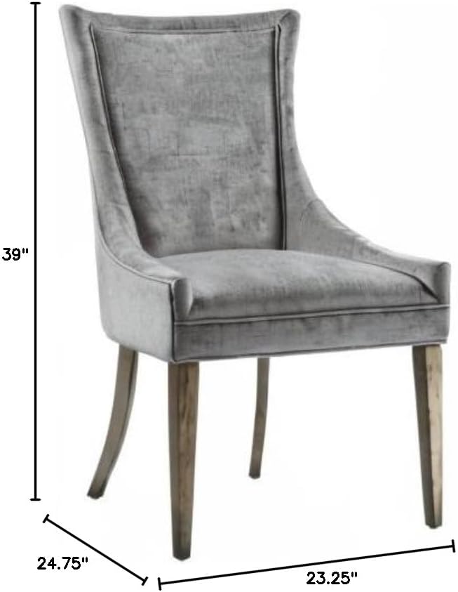 MADISON PARK SIGNATURE Ultra Dining Chairs Set of 2, Swoop Arm, Curved Back Chenille Upholstery Design, Solid Wood Legs, High Desnity Foam Seat Kitchen Furniture, Dark Grey, 23.25"W x 24.75"D x 39"H