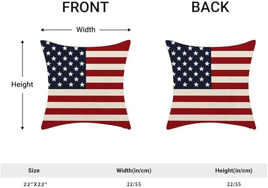 BETGINY 4th of July Pillow Covers 22x22 Set of 2, American Flag Patriotic Decorations Throw Pillow Covers Linen Farmhouse Independence Day Cushion Case for Couch Sofa Summer Home Outdoor Decor