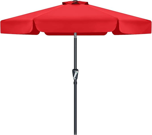 MASTERCANOPY 7.5ft Patio Umbrella with Valance, Crank and Tilt – 6 Ribs Outdoor Market Umbrella, UV/Fade Resistant, Waterproof Canopy with Wind Vent for Garden, Deck, Backyard, Pool (Red)