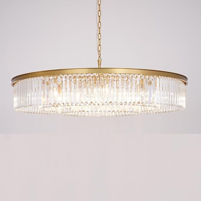 Brushed Copper Crystal Chandeliers Modern Contemporary Ceiling Lights Fixtures Pendant Lighting for Dining Living Room Chandelier D43