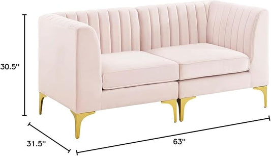 Modway EEI-4346-PNK Triumph Channel Tufted Performance Velvet Loveseat, Pink
