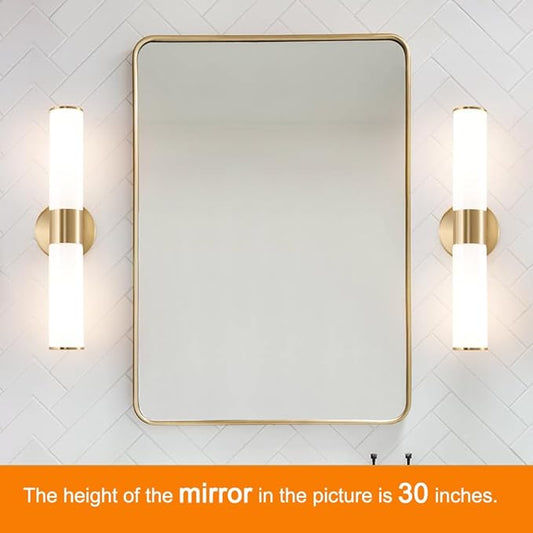 Gold Bathroom Wall Sconces Set of 2, Brass Wall Sconce with Mikly White Glass Shade, Modern Sconces Wall Lighting, Vanity Light Fixtures, Wall Lights for Mirror Living Room Bedroom Hallway Stairs