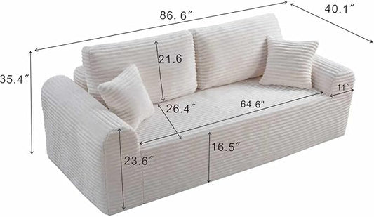 Modern 3 Seater Cloud Loveseat Sofa Couch in a Box - 86.6'' High-Density Foam Boneless Love Seat Sofa with Deep Seating and Wider Rolled Armrest for Living Room | Breathable material, Anti-slip