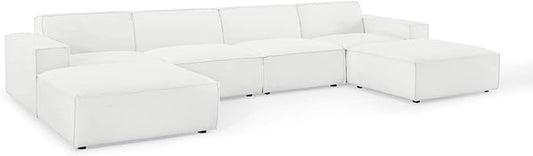 Modway Restore 6-Piece Upholstered Sectional Sofa in White